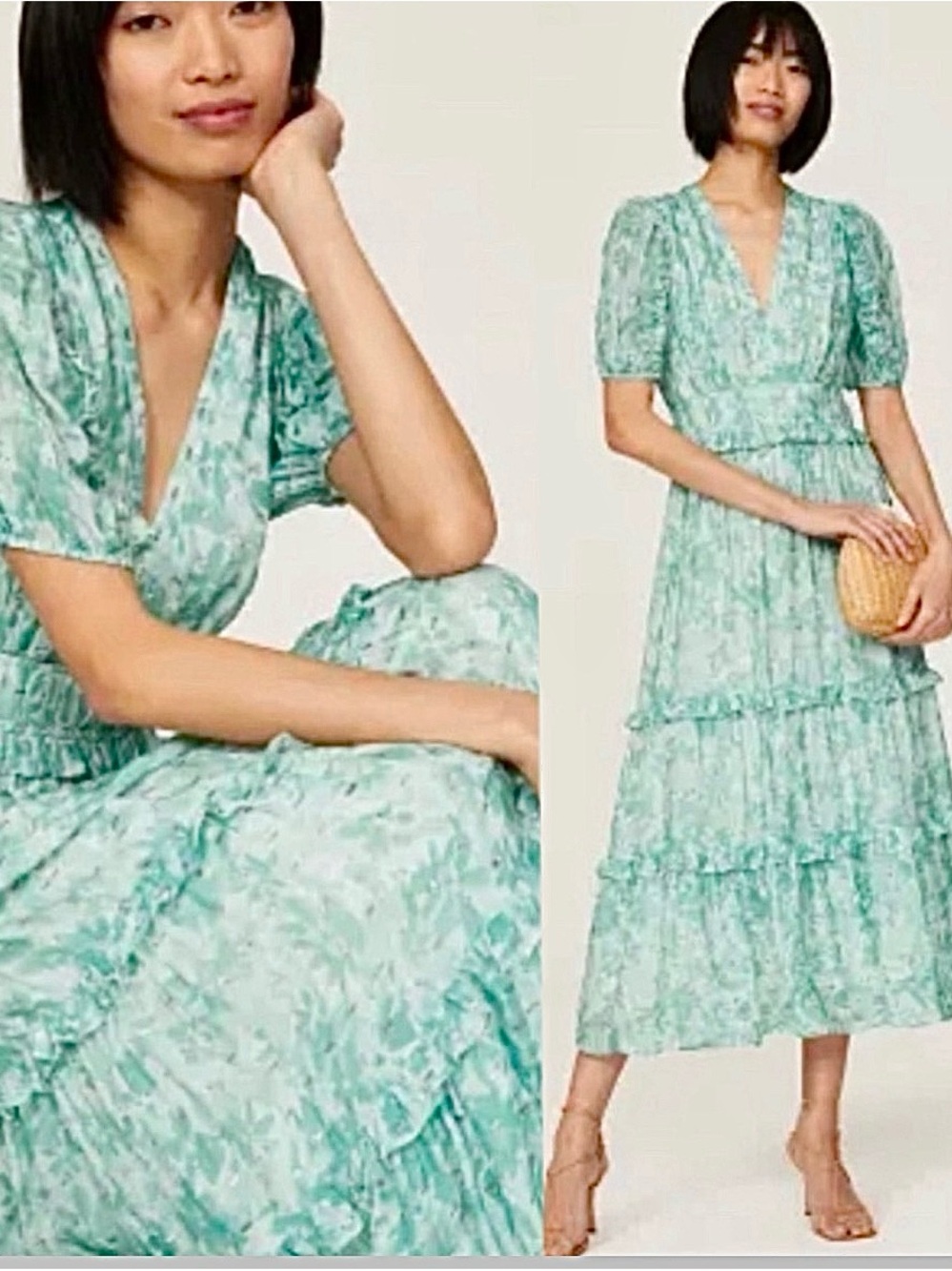 Shoshanna Selene dress in size 6 in a light green and white floral. - Picture 2 of 16